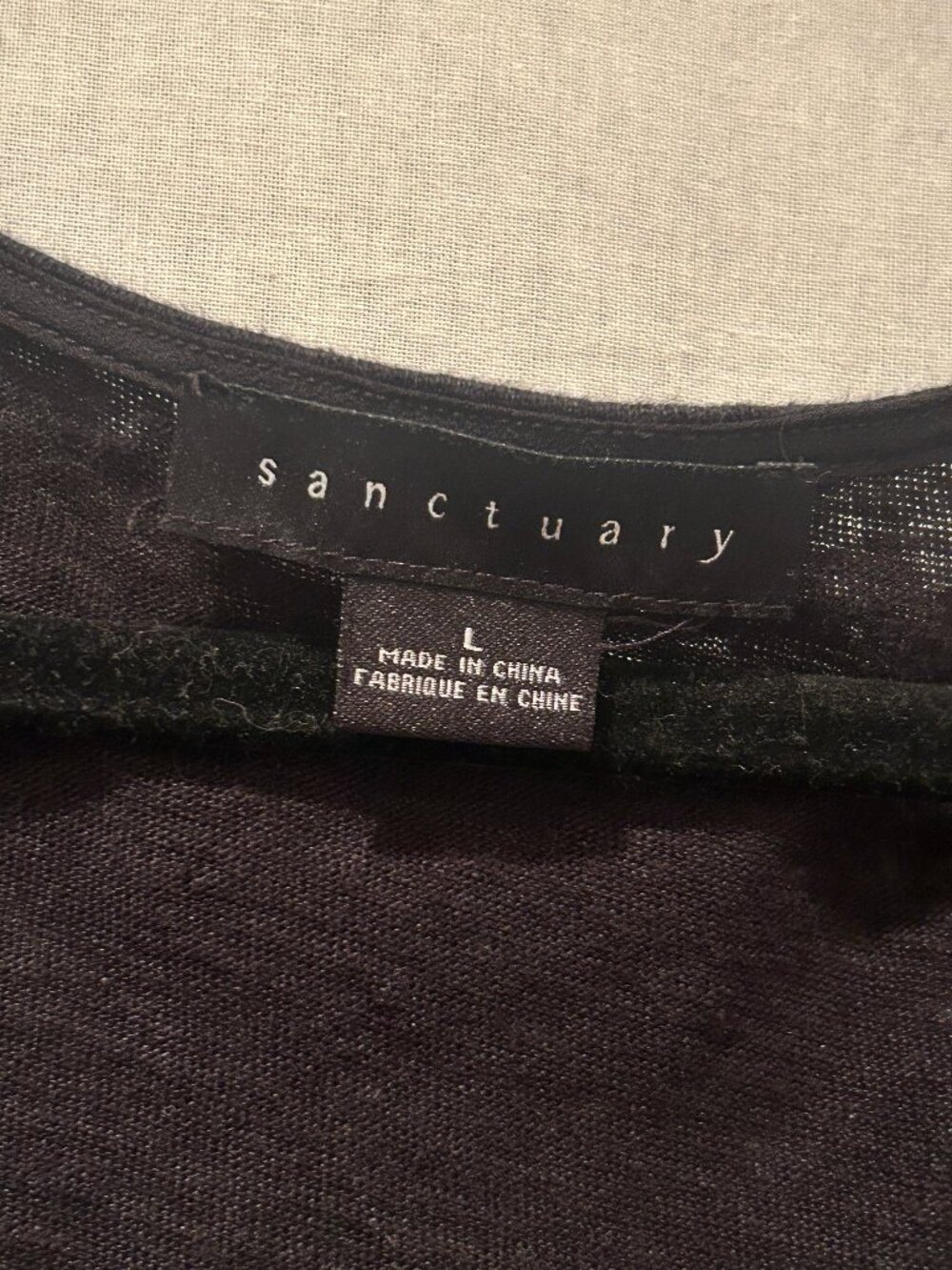 Sanctuary Black Linen Top - 3/4 Tie Sleeves